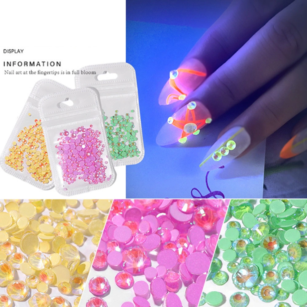 Nail Art Decoration Luminous Drill Nail Art Drill Decoration Manicure Drill Flat Bottom Nail Stickers Style 1