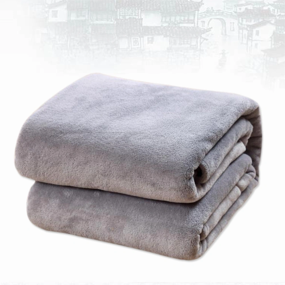 Pure Color Flannel Fleece Blanket Couch Solid Color Bed Blanket Sheet 100x140cm (Silver Grey)