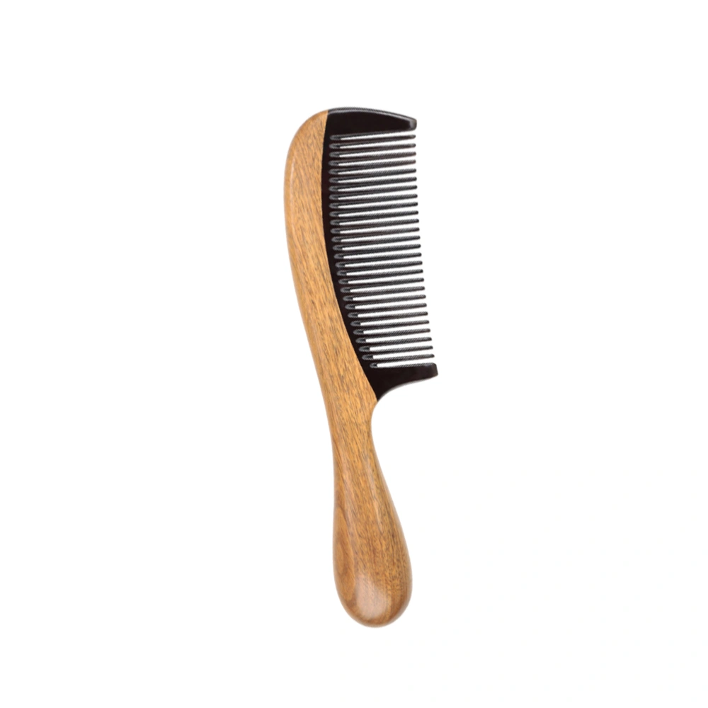 Hair Comb Sandalwood and Horn Comb Round Handle Comb Teethed Anti-Static Head Massage Comb Hairdressing Accessories for Home Barber YH3-1A