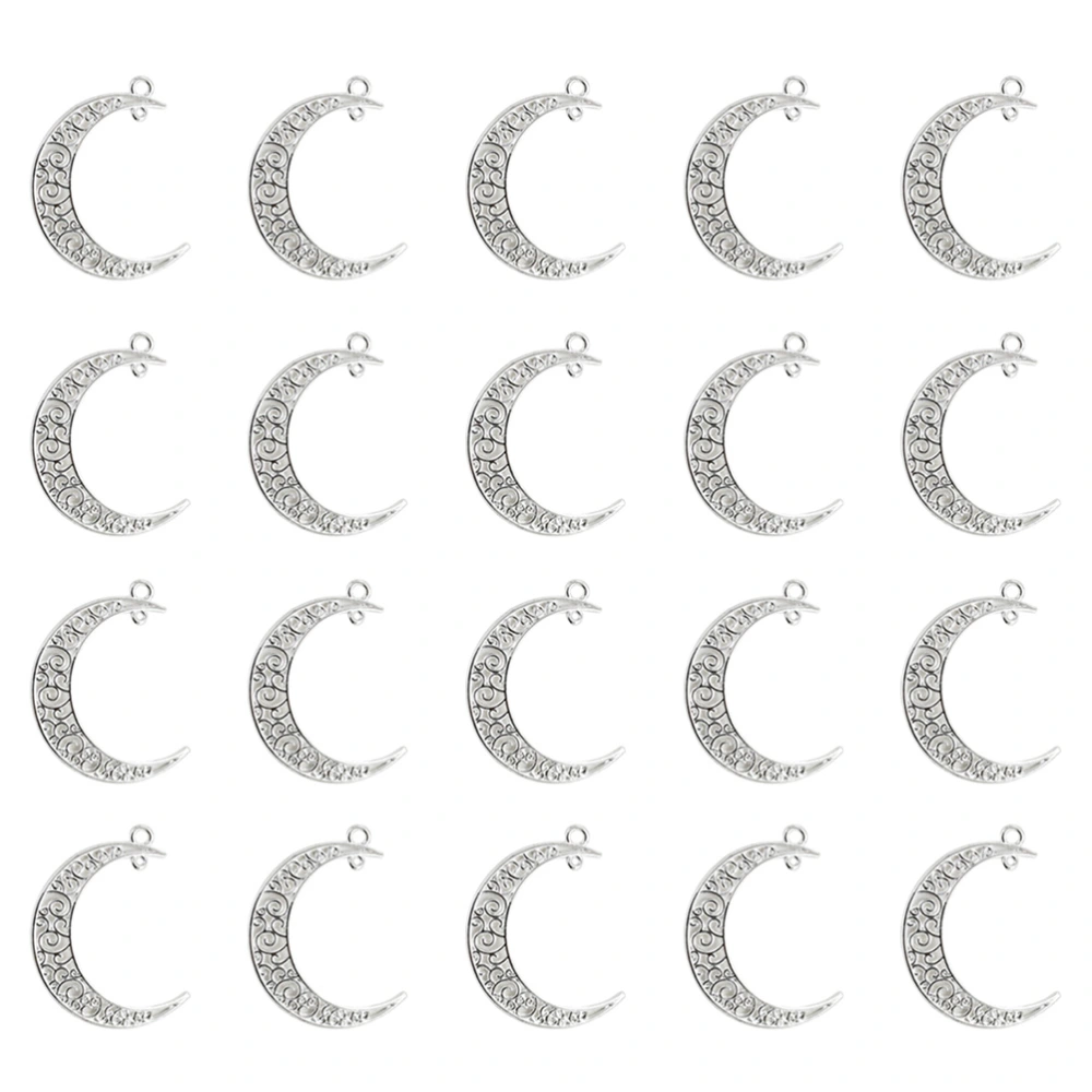 20pcs Moon Shape Alloy Pendants Charms DIY Jewelry Making Accessory for Necklace Bracelet (Bright Silver)