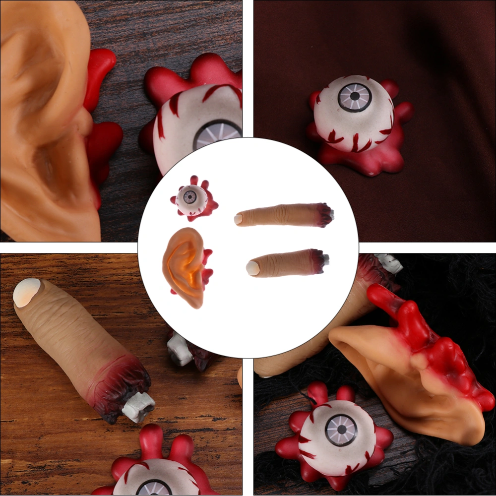 4 Pcs Halloween Horror Bloody Fingers Ears and Eyeballs Decor for Halloween