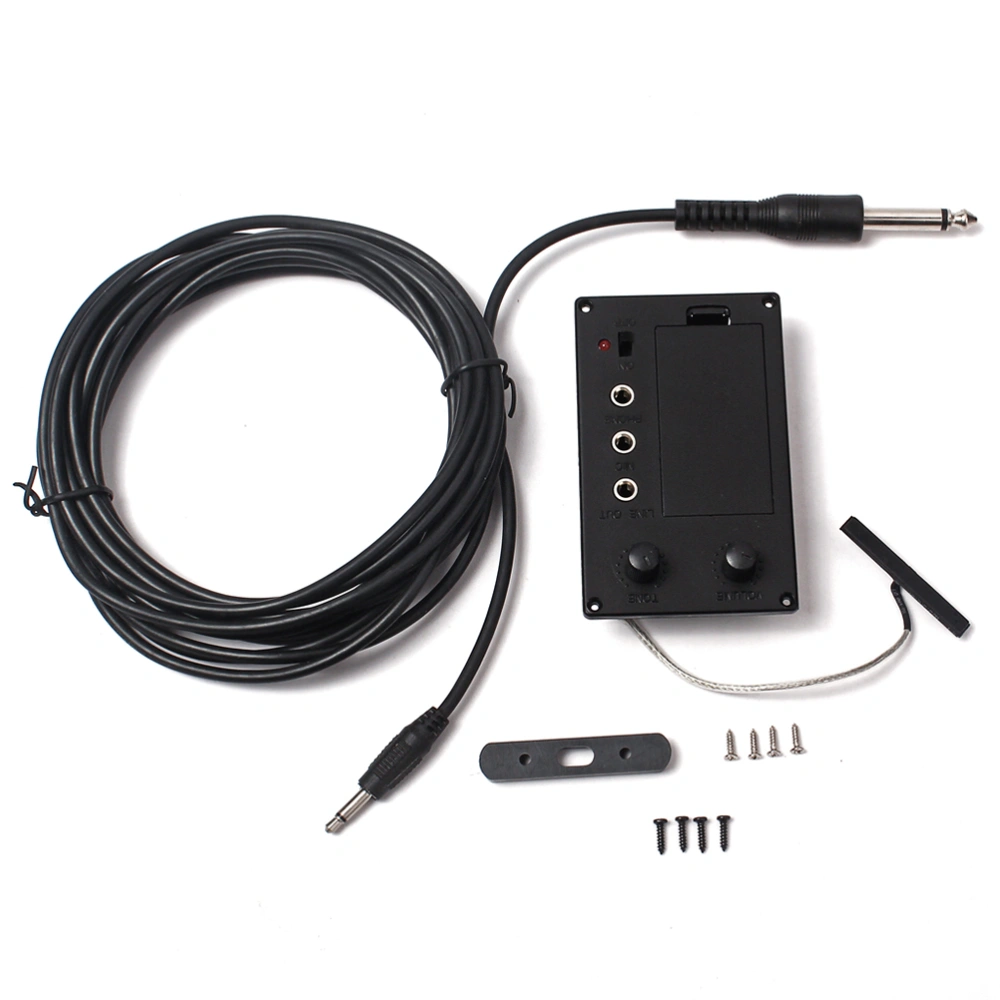 1 Set Violin Equalizer EQ Violin Silent Mute Pickup Preamp Equalizer Violin Accessory with Violin Pickup Cable B53 (Black)