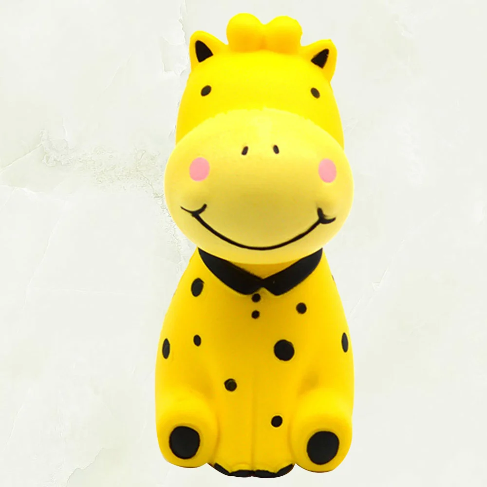 Simulation Cartoon Giraffe Shape Squeezing Toys PU Slow Rising Pleasant Toy Photo Props Desktop Ornament for Home Office (Yellow)