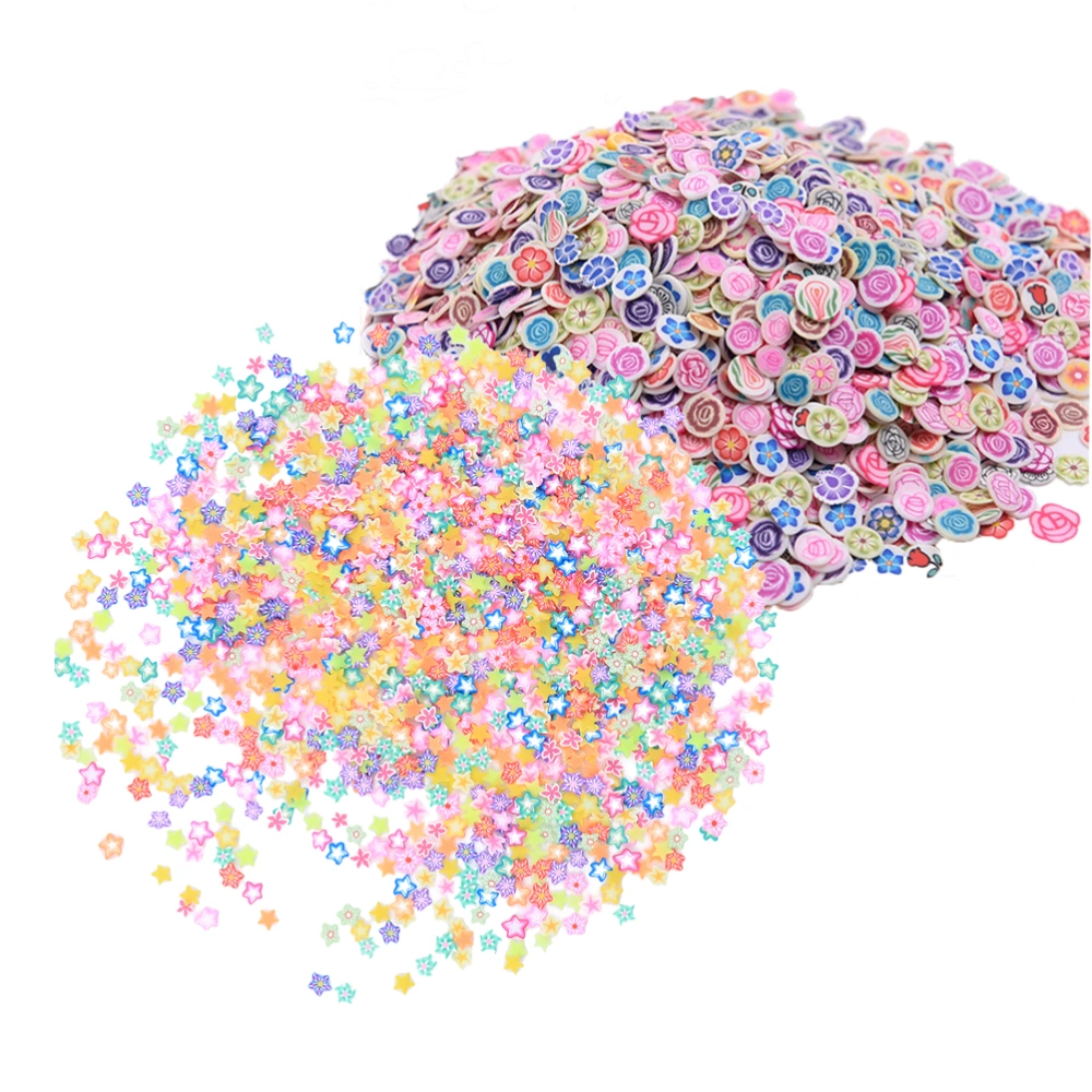 2000pcs Colorful Ceramic Nail Art DIY Decorations Manicure Tools Accessoires Polymer Clay Slices Patch-Stars/Rose (As Shown)