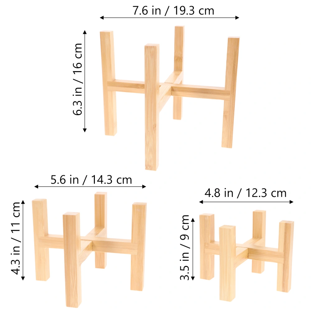 3pcs Flower Pot Stands Flower Pot Holders Wooden Bonsai Stands Bonsai Racks