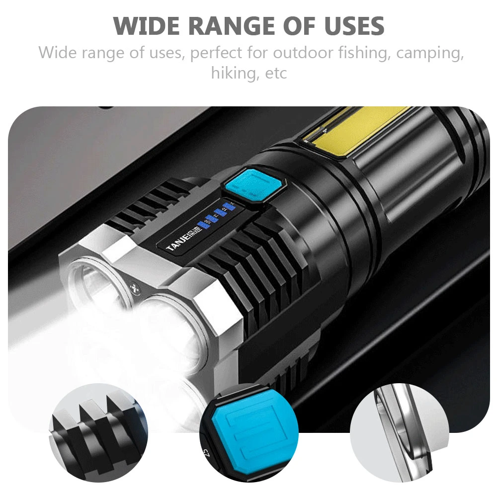 1pc Outdoor Flashlight USB Rechargeable Flashlight Home Use Handheld Flashlight