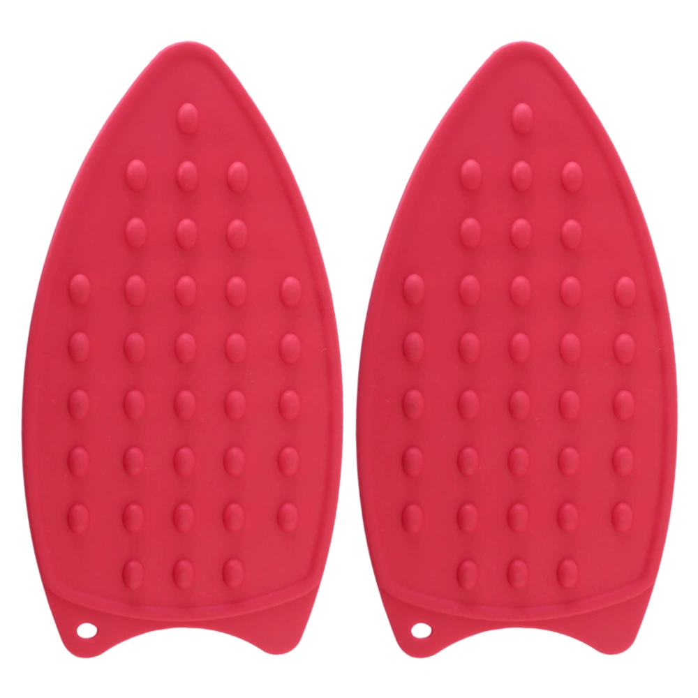 2pcs Thicken Silicone Iron Hot Protection Rest Pad Mat Waterproof Surface Iron Stand Mat Antiskid Ironing Pad Insulation Boards (Red)