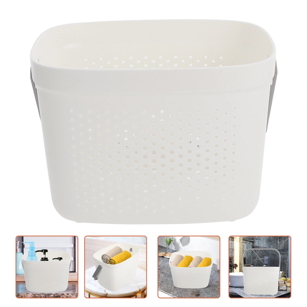 Household Bath Basket Handheld Shower Basket Hollow-out Toiletry Basket Handle Bathroom Basket