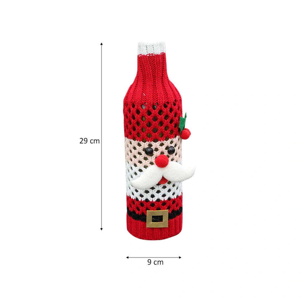 Christmas Santa Claus Wine Bottle Cover Decorative Gridding Bottles Sleeve Table Accessories