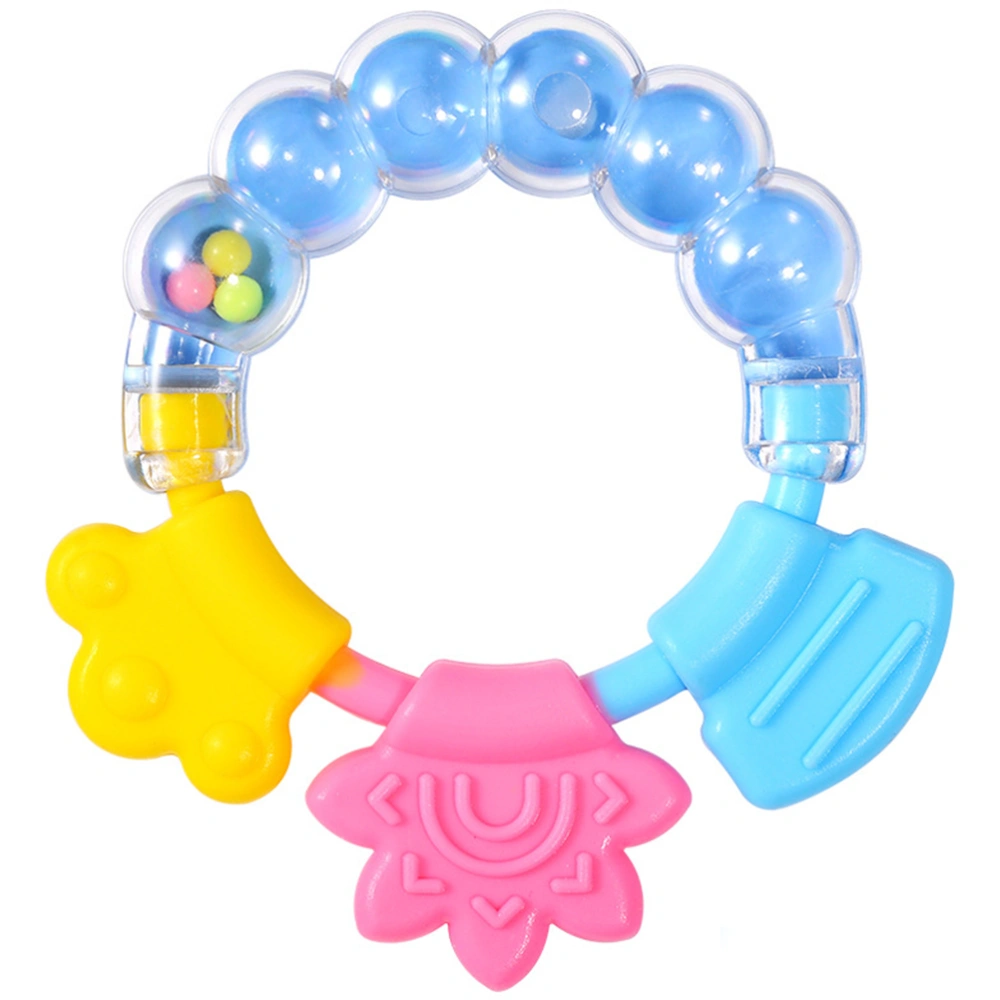 3 Pcs Baby Rattle Teether Toy Teeth Grinding Toy Shaking Bell Toy Baby Soothing Teething Toy Silicone Molar Toy (Green/Blue/Pink, Each Color 1pc)