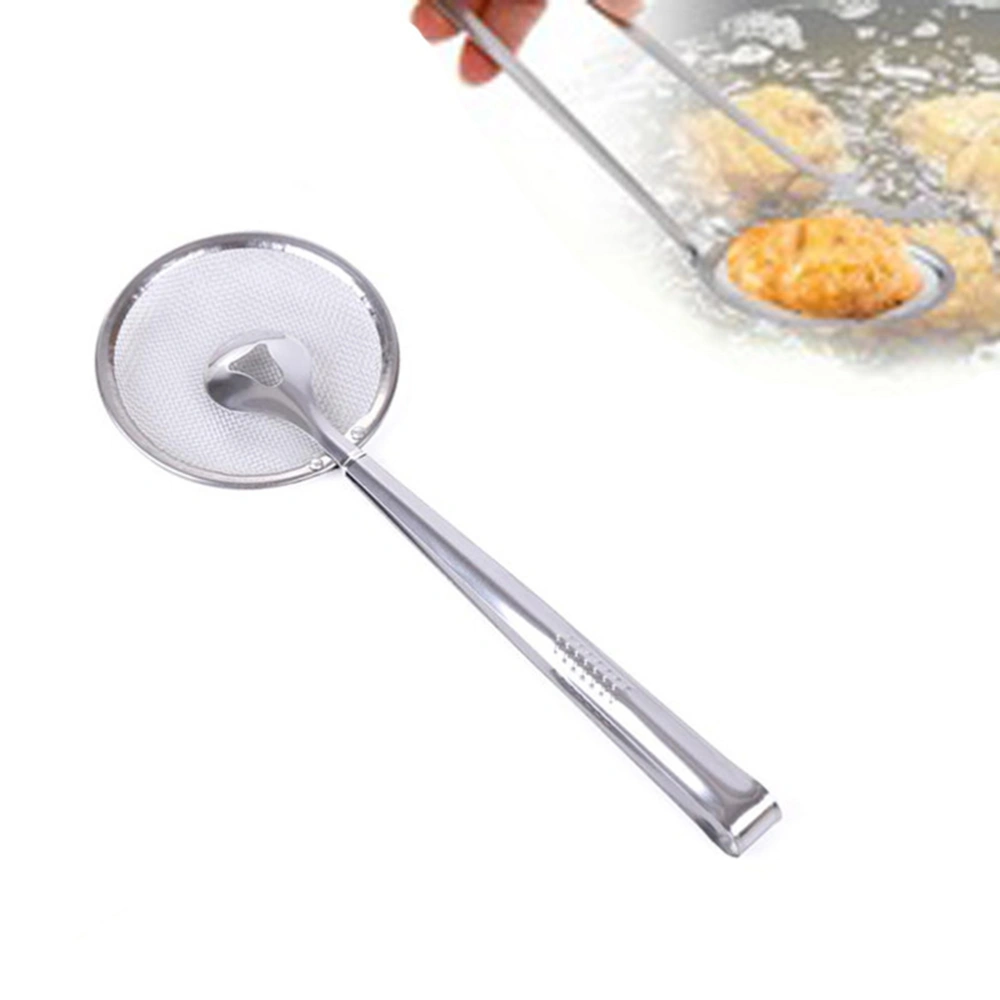 Kitchen Stainless Steel Mesh Strainer Ladle Food Oil-Frying Filter Spoon With Clip 46g