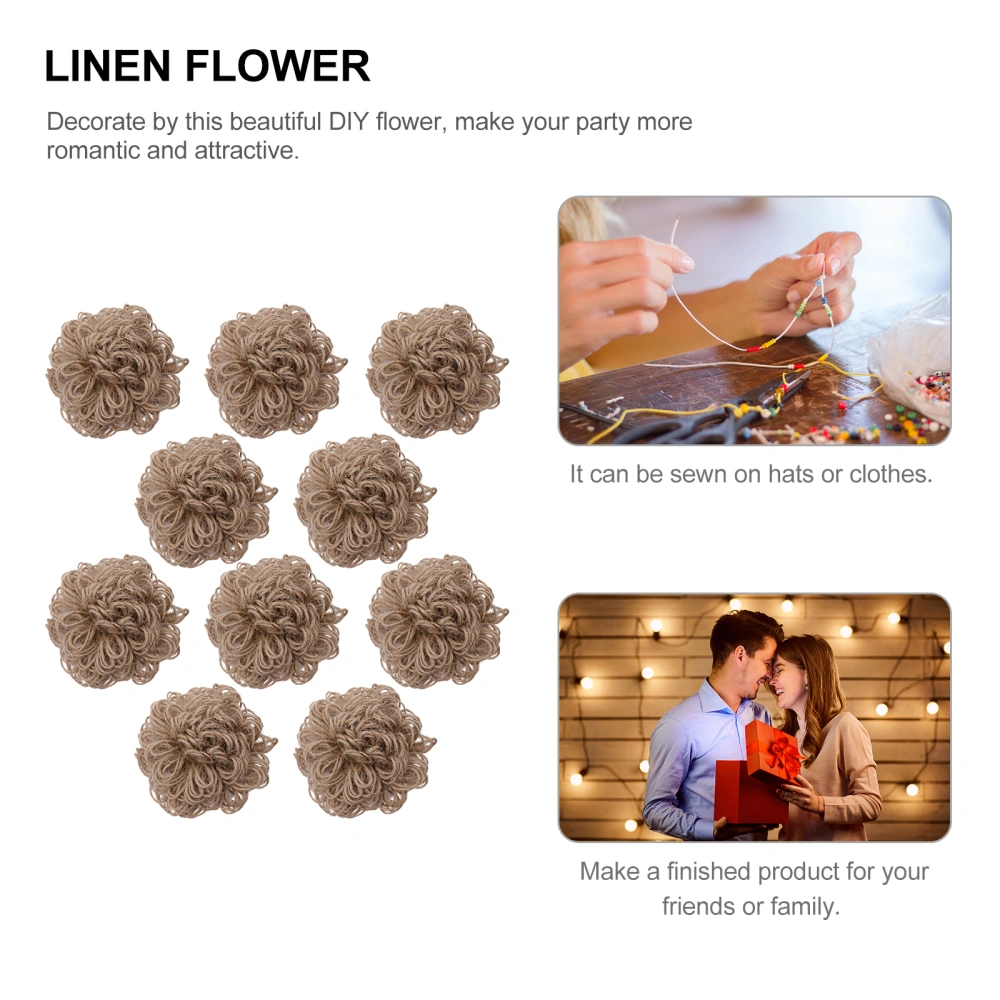 10pcs Burlap Flowers Handmade Crafts Flowers Jute Decoration for DIY Craft