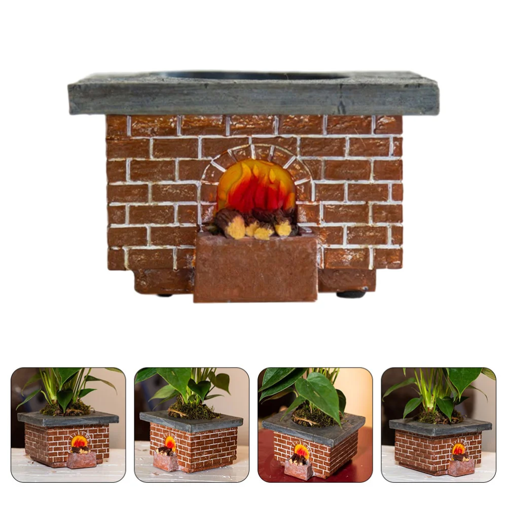 1Pc Cooktop Shaped Home Adornment Retro Rural Planter Resin Craft Brown