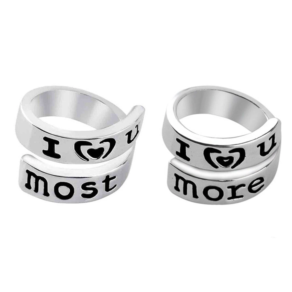 2pcs I Love You Most I Love You More Promise Rings Valentine's Jewelry Gift Keepsake for Couples