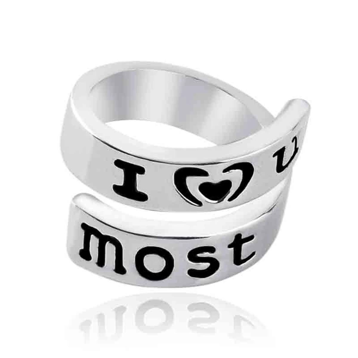 2pcs I Love You Most I Love You More Promise Rings Valentine's Jewelry Gift Keepsake for Couples