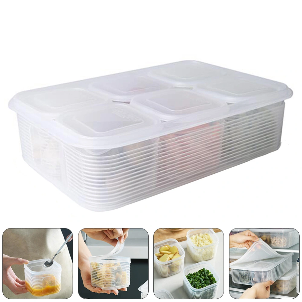 1 Set 7 Pcs Square Food Storage Containers with Lids Kitchen Boxes (White)