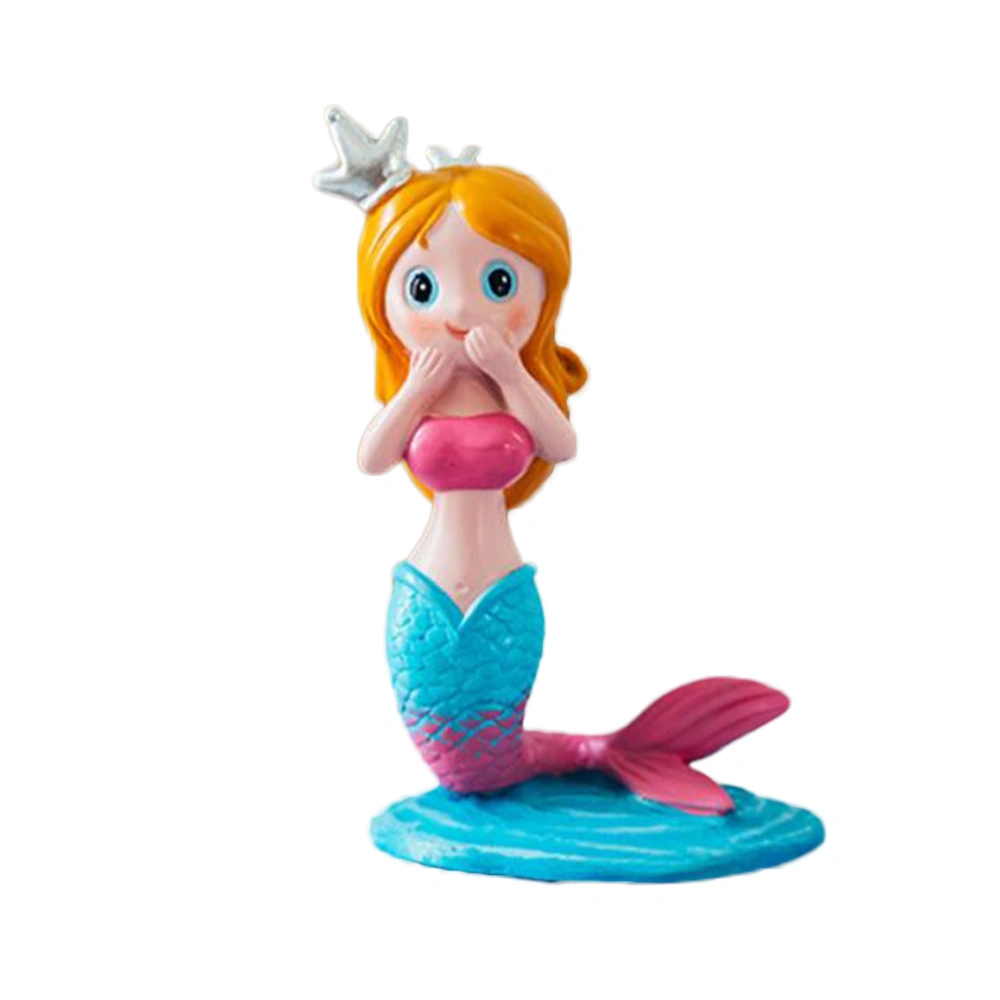 Mermaid Desktop Ornament Cake Decor Toy Craft Mermaid for Birthday Party Gathering (Red)