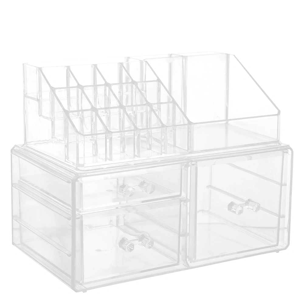 1pc Cosmetic Storage Box Desktop Compartment Drawer Storage Case (Transparent)