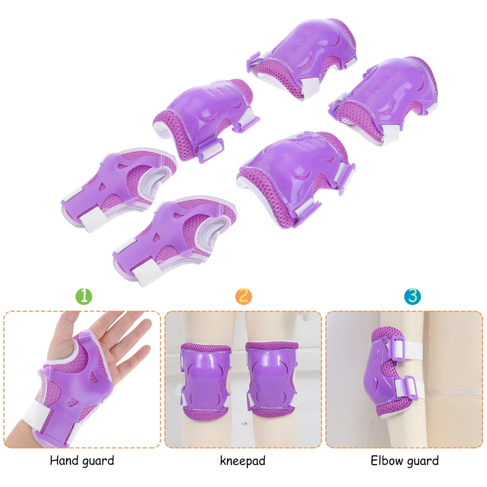 1 Set of 6PCS Child Roller-skate Protection Gear Cycling Thickened Protector Sports Combination Protectors Kit for Kids Roller Skating Cycling Use (Purple)