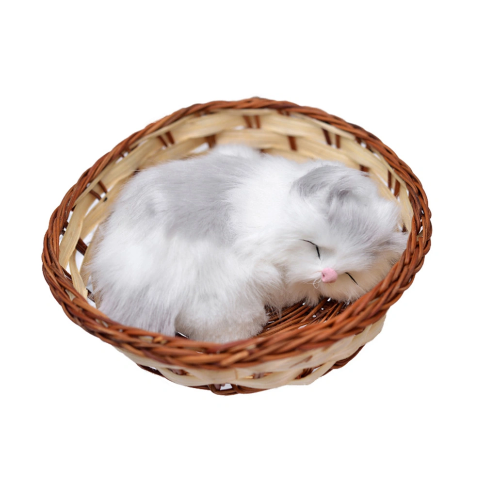 Simulation Basket Cat Creative Plush Toy Funny Desktop Decoration Tabletop Ornament for Home Living Room (Random Style)