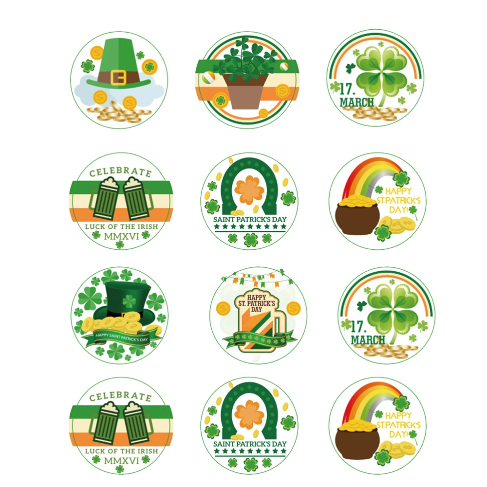 500PCS St. Patrick's Day Stickers Green Clover National Flag Beer Hat Beer Stickers Decorative Beer Stickers Beer Bottle Decor Self-adhesive Beer Stickers