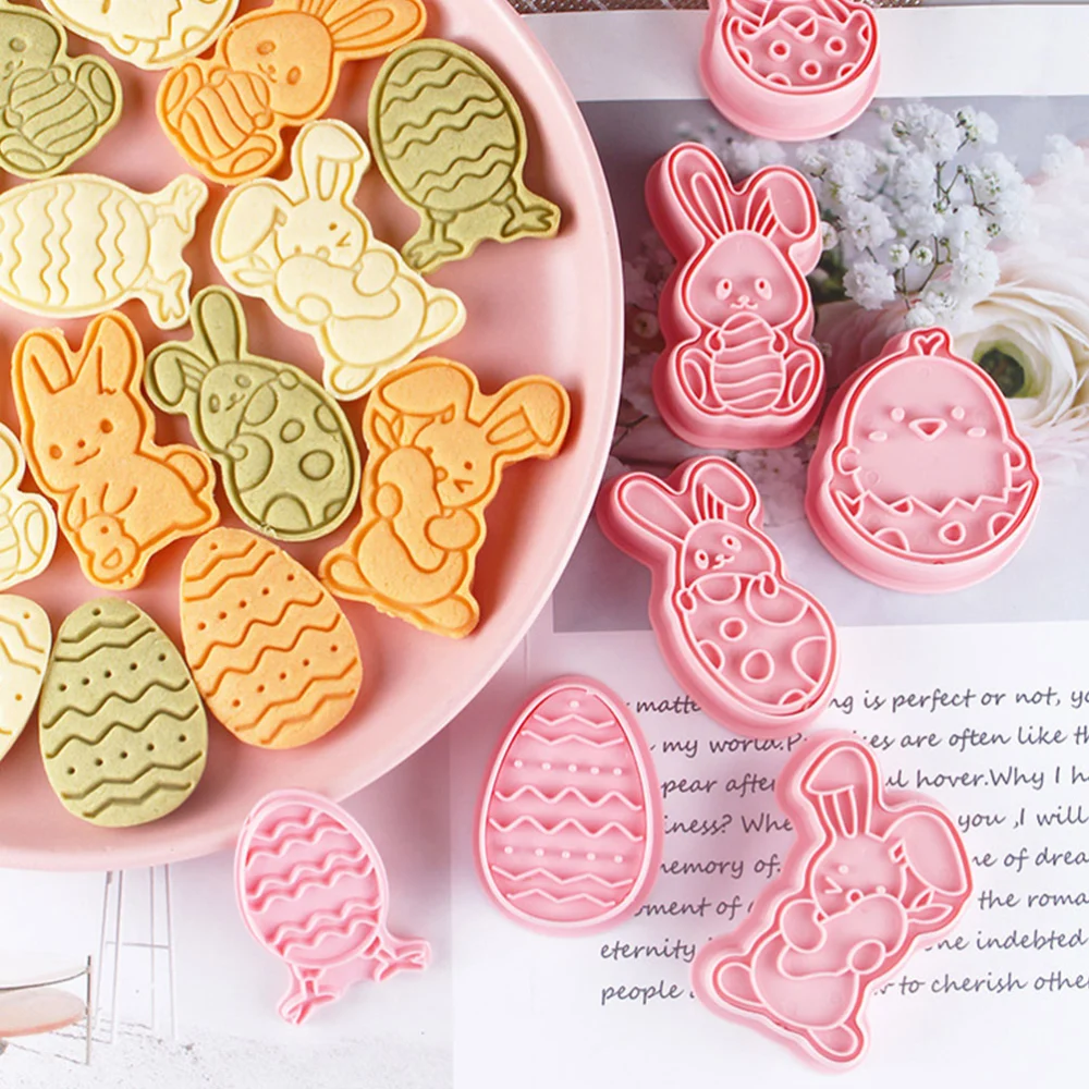 8Pcs Easter Themed Rabbit Molds 3D Stereoscopic Animal Eggs Mold Baking Moulds