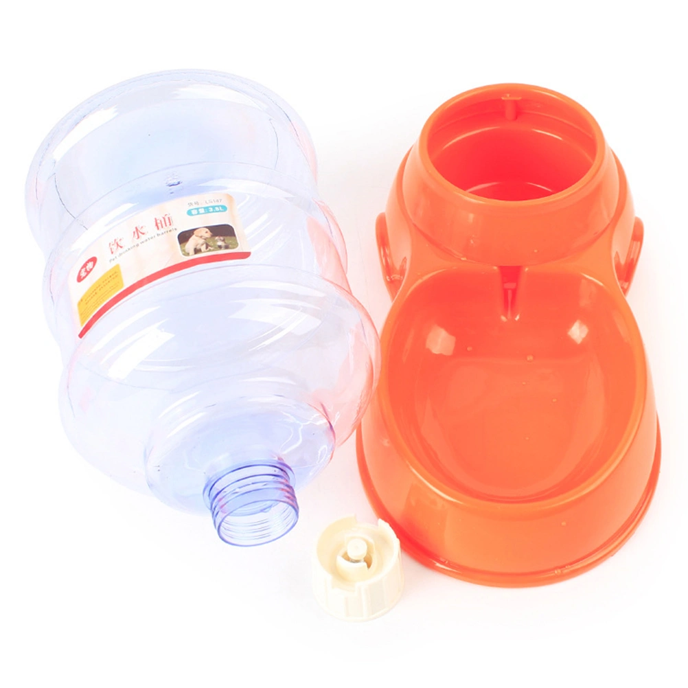 Dog Automatic Drinking Fountain Pet Cat Automatic Feeding Device Pet Food Bowl Water Bowl Drinking Water Basin 3.5L (Orange)
