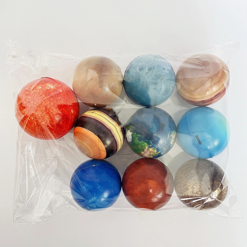 10Pcs Planets Squeeze Ball Clear Print Soft Strong Resilience Decorative Solar System Squeeze Ball 63mm Solar System