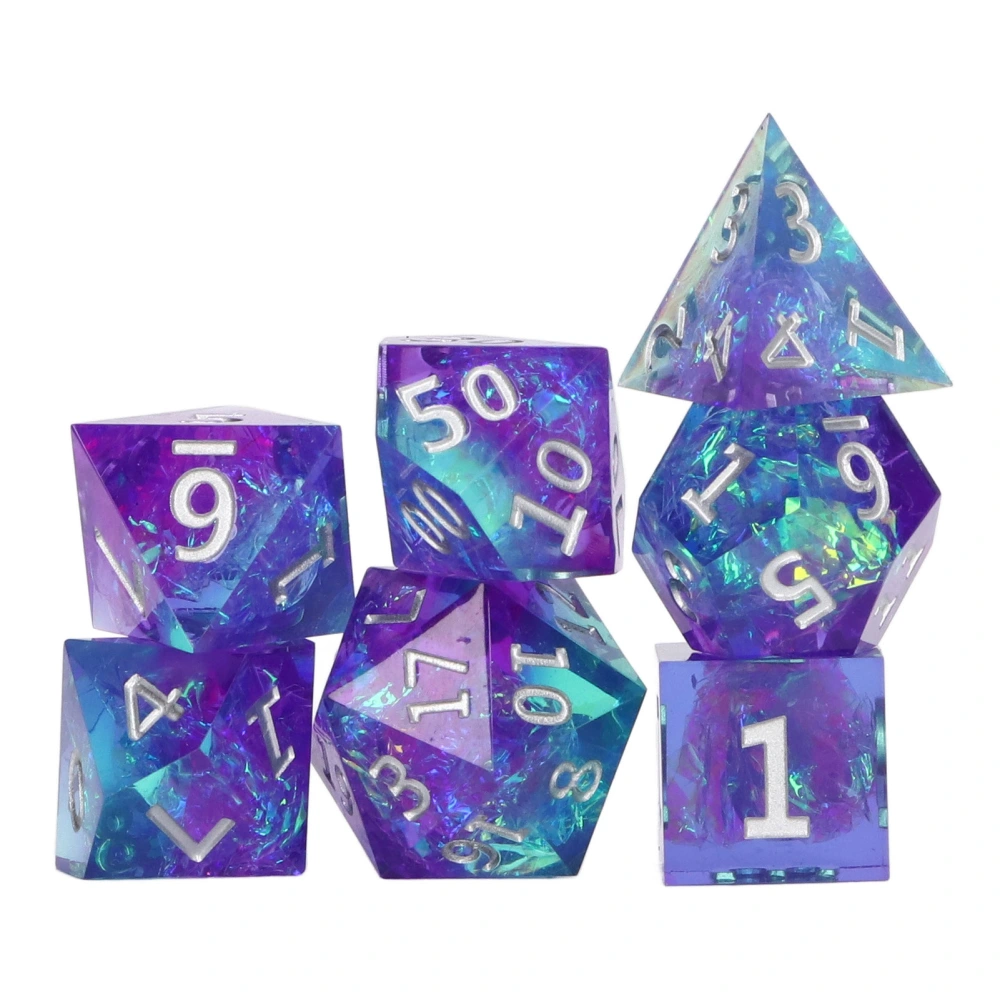 7pcs Resin Polyhedral Dice Set Holiday Party Fashionable Board Game Dice Props for Role Playing Game