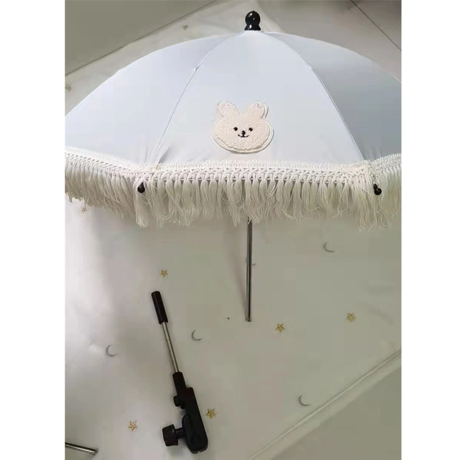 Children Beach Umbrella Tassels Cartoon Nonwoven Fabric Lovely Bear Pattern Outdoor Sun Shade Umbrella Tassels Bear Pattern