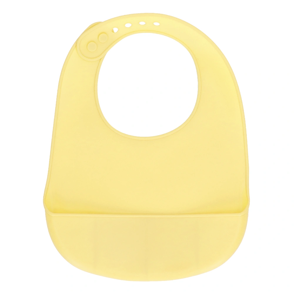 Silicone Bib Soft Waterproof Silicone Neck Fasteners Spill Pocket Dishwasher Safe Baby Silicone Bibs for 10 to 72 Months Yellow