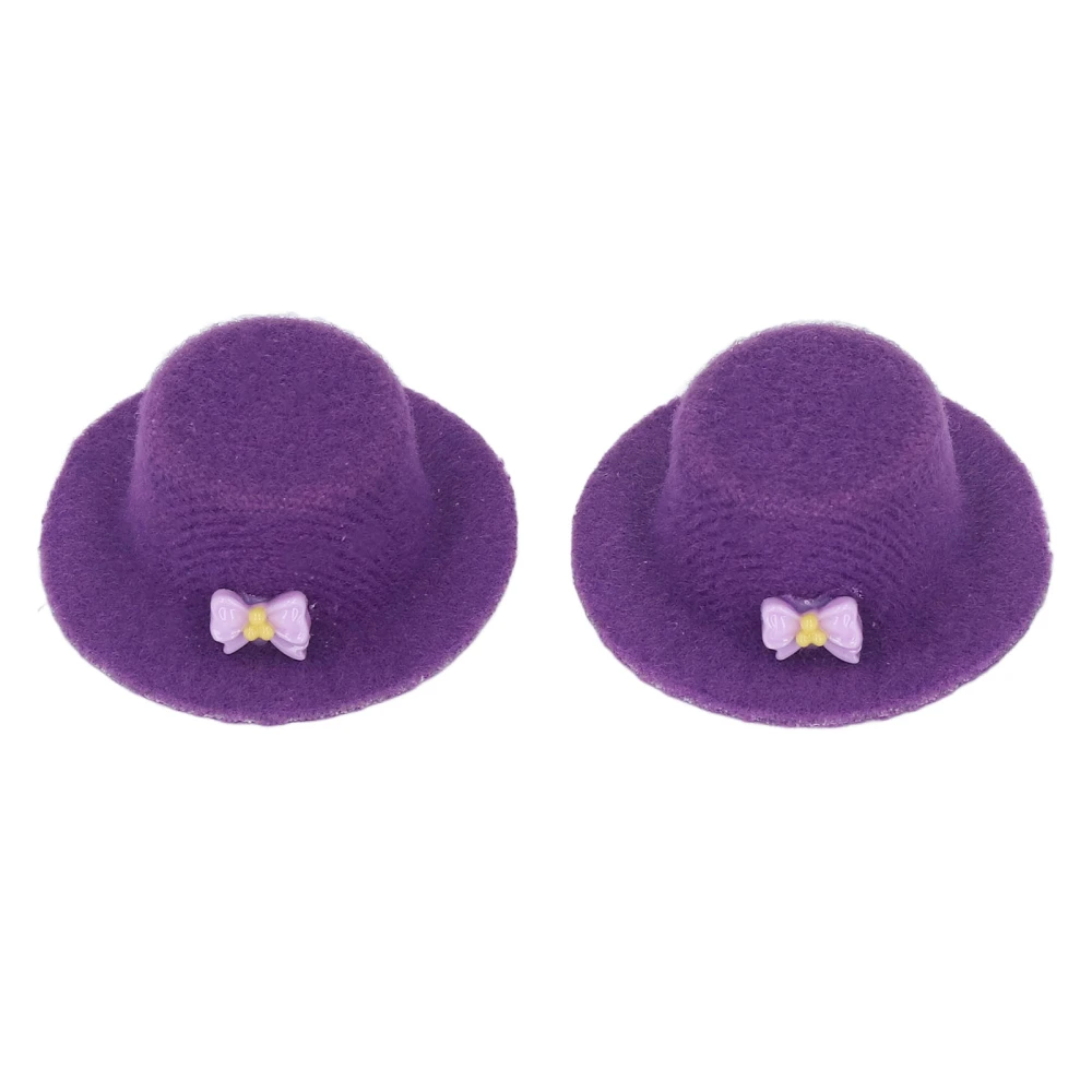 2Pcs Dollhouse Party Hat 1/12 Miniature Bowtie Doll Hat Decoration for Dollhouse Accessories Purple