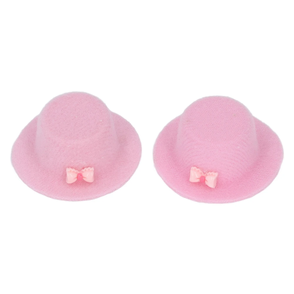 2Pcs Dollhouse Party Hat 1/12 Miniature Bowtie Doll Hat Decoration for Dollhouse Accessories Pink