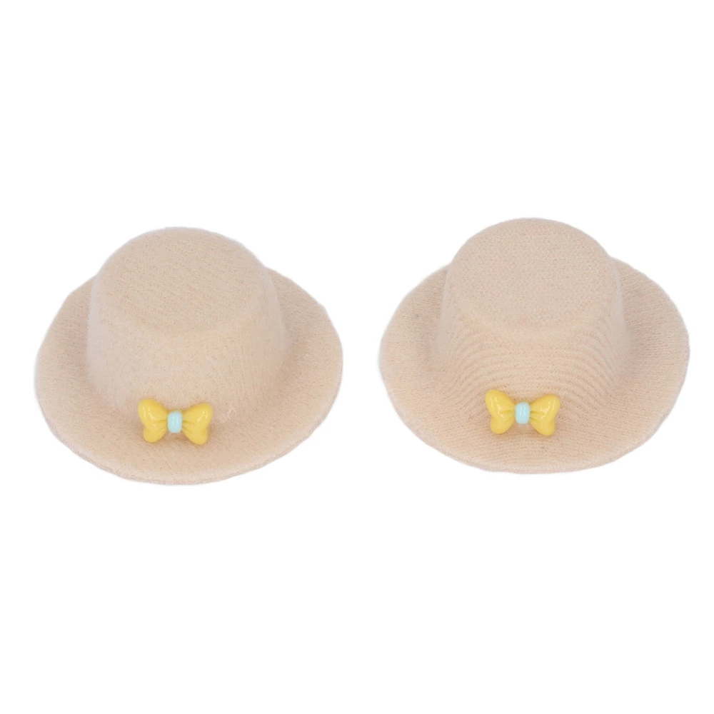 2Pcs Dollhouse Party Hat 1/12 Miniature Bowtie Doll Hat Decoration for Dollhouse Accessories Apricot Color