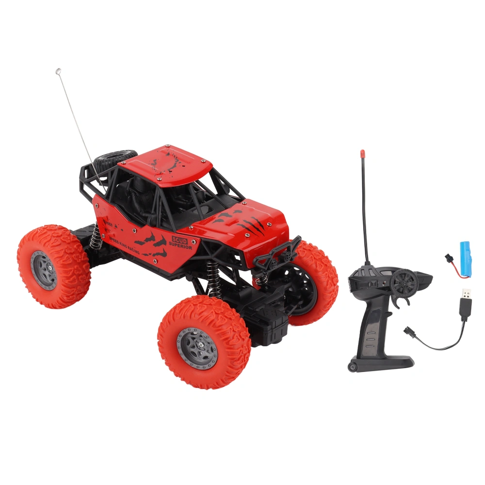 RC Off Road Car 1/18 Scaled 4 Channel Rechargeable Alloy Shell Remote Control Crawler Vehicle for Boys Girls Kids Red