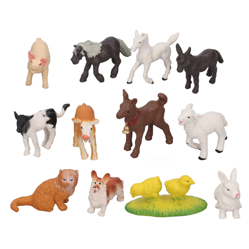 12Pcs Simulation Farm Animals Educational Toys Horse Sheep Pig Cow Cat Dog Chick Duck Rabbit Farm Animals Toys Statues