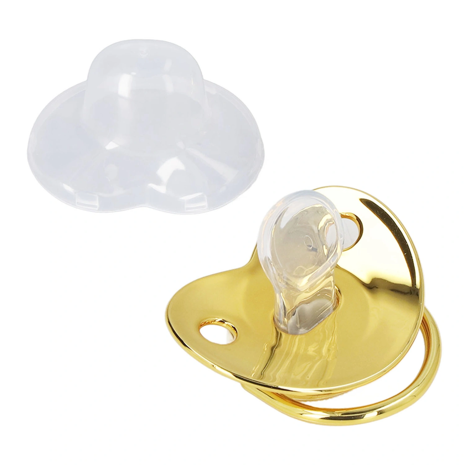 Baby Pacifier Infant Portable Exquisite Golden Crown Letter Rhinestone Pacifier with Chain Clip Letter X