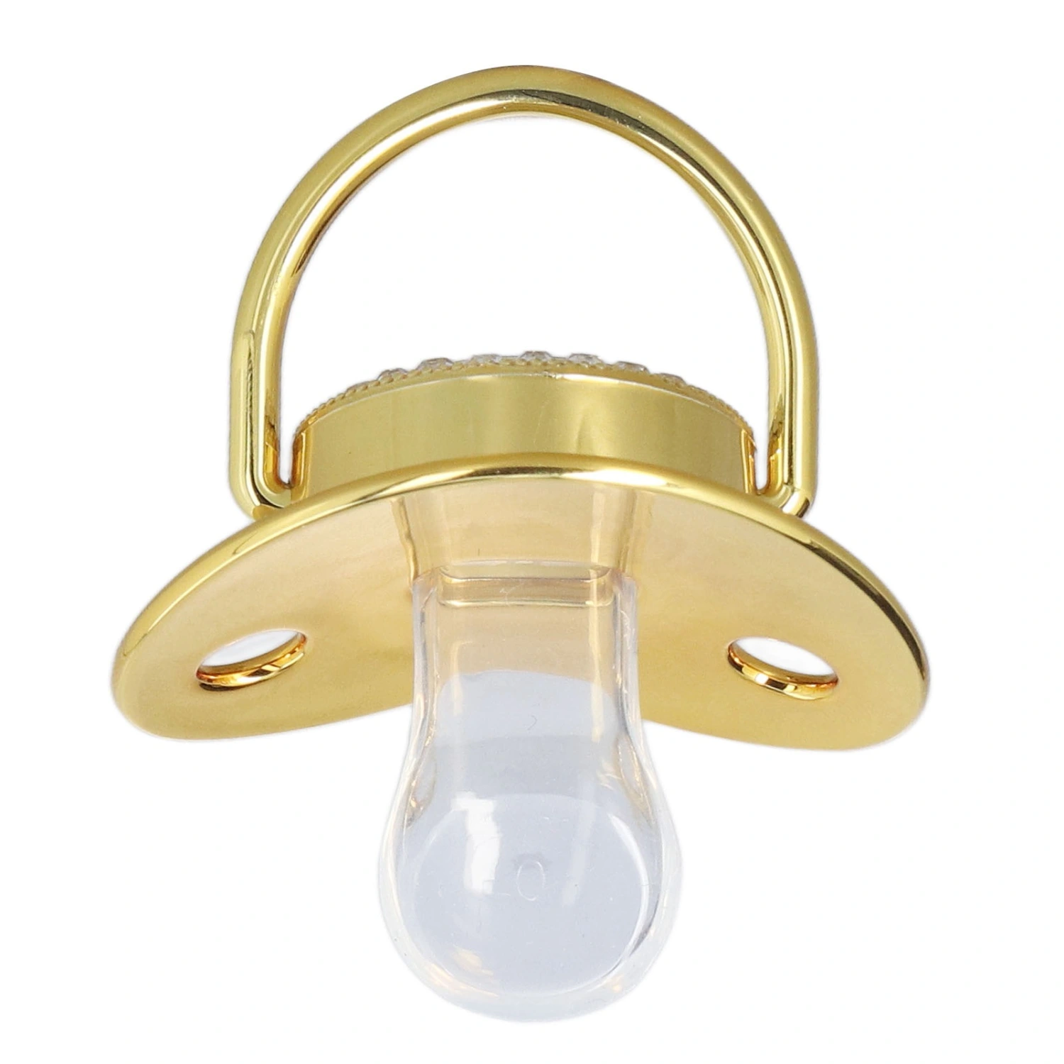 Baby Pacifier Infant Portable Exquisite Golden Crown Letter Rhinestone Pacifier with Chain Clip Letter X