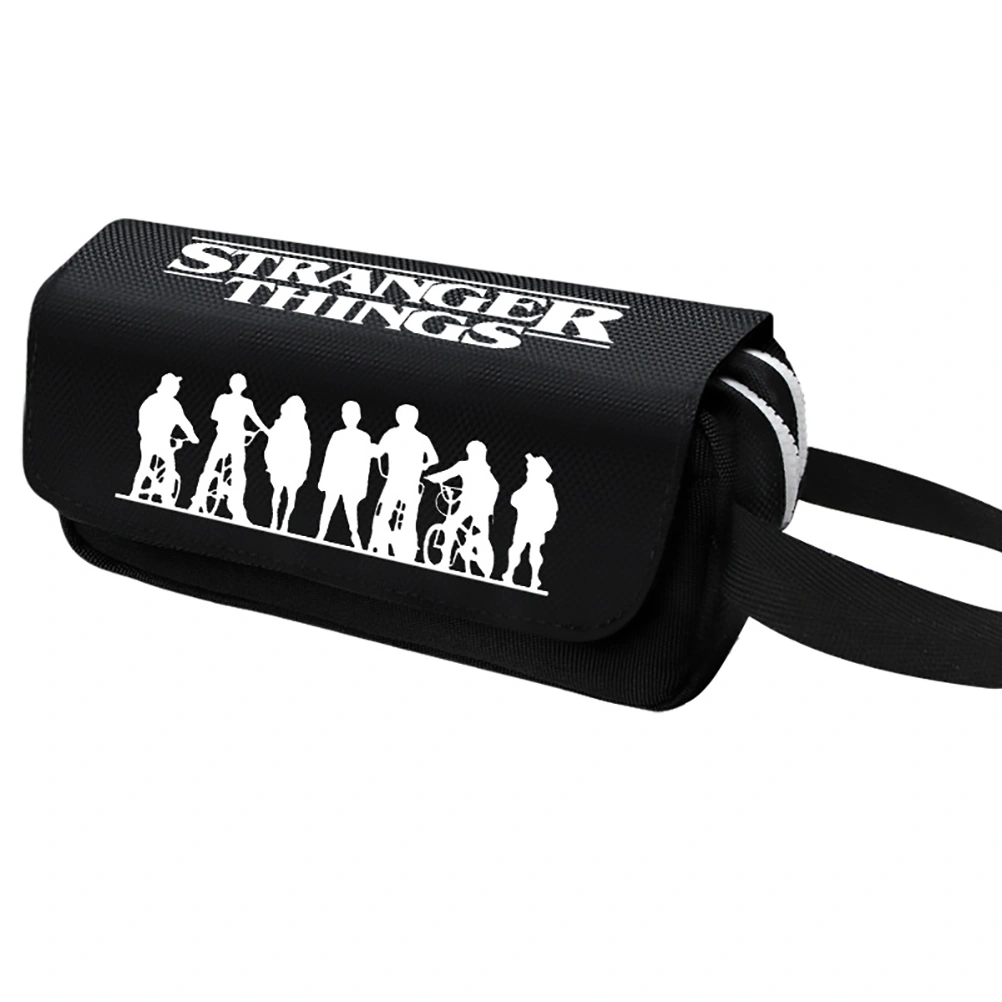 Printed Zipper Pencil Pouch Dual Layer Pencil Case for Boys Girls School Supplies Students Pen Bag