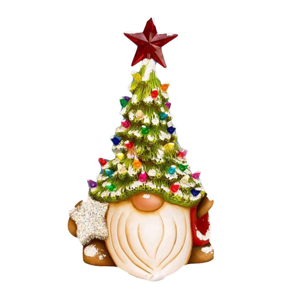 Resin Gnome Christmas Tree Tabletop Christmas Tree Resin Crafts Gnome Statue Home Ornaments Christmas Decoration