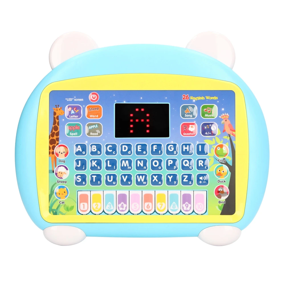 Kids Learning Tablet Interactive Educational Electronic LED Word Spelling Music Toddler Learning Pad Light Blue