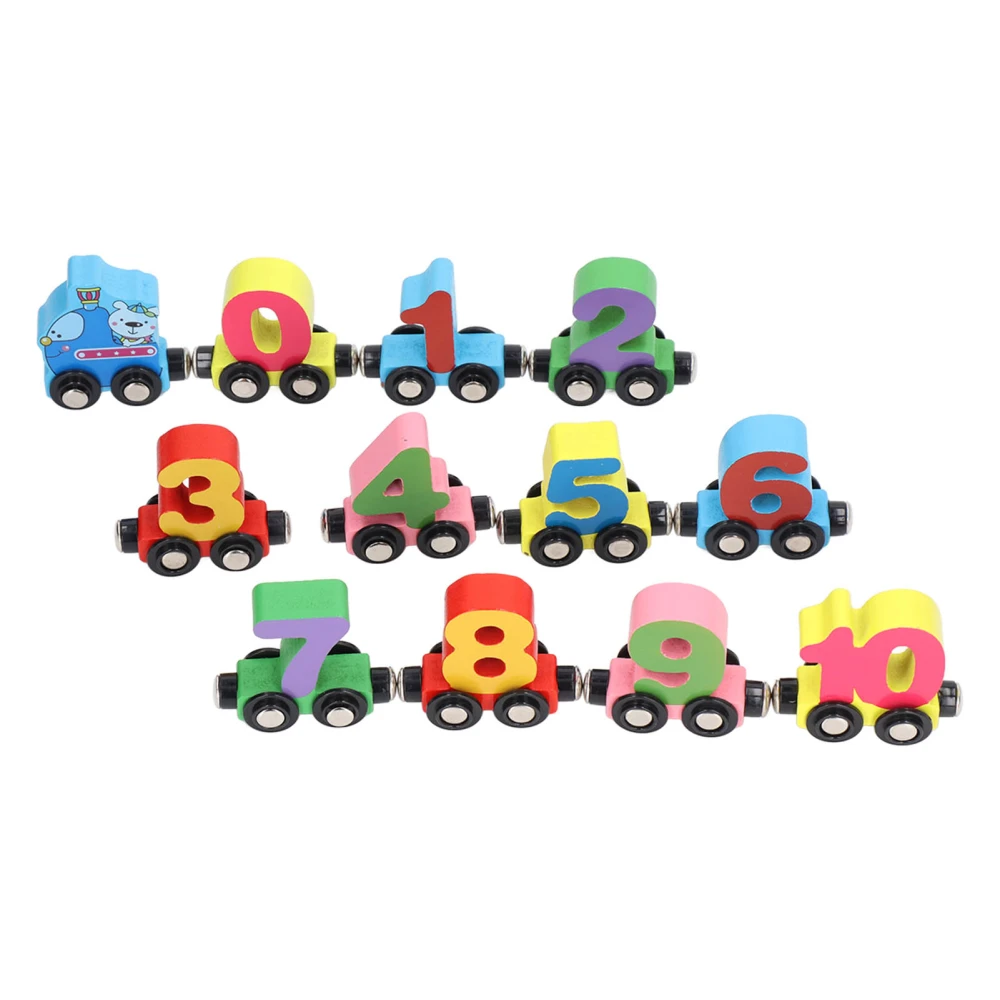 12pcs Wooden Magnetic Digital Train Cute Fun Early Education Trackless Numbers Trains Set for Children Gifts