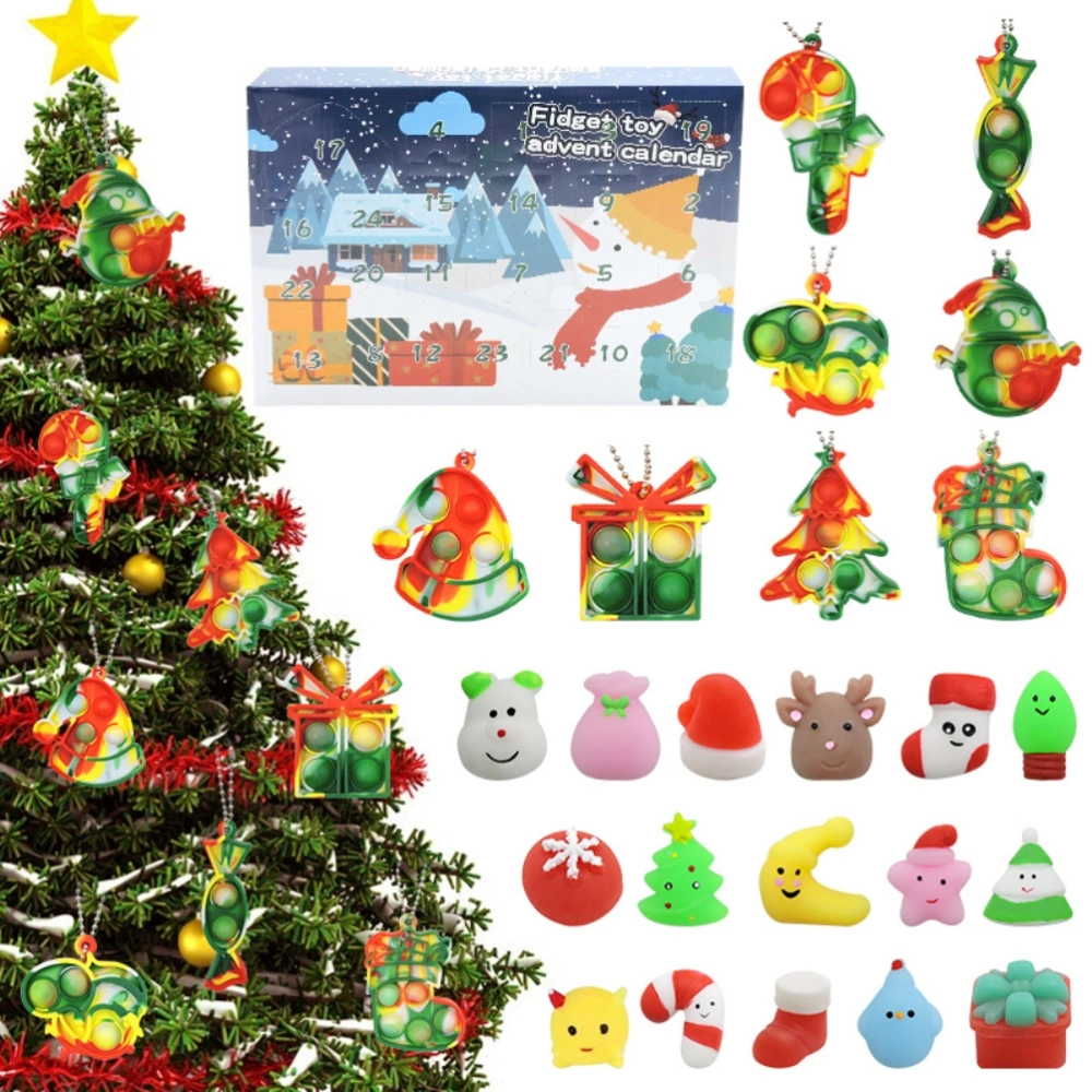 24Pcs Christmas Countdown Advent Calendar Push Bubble Sensory Toys Pendants Hanging Ornaments Decompression Toys Party Favors Kids Gifts