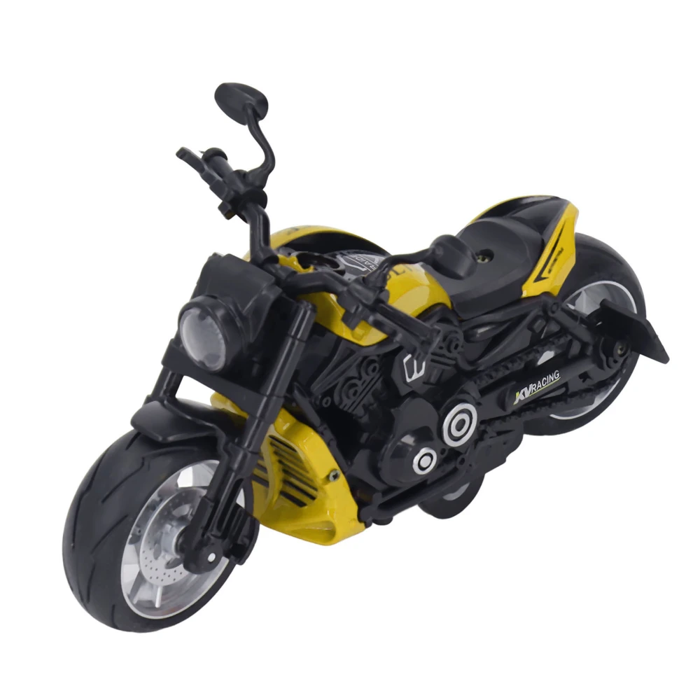 Motorcycle Toy Model Pull Back Alloy Plastic 1:12 Scale Retro Style Pull Back Motorcycle Toy for Kids Decoration Yellow