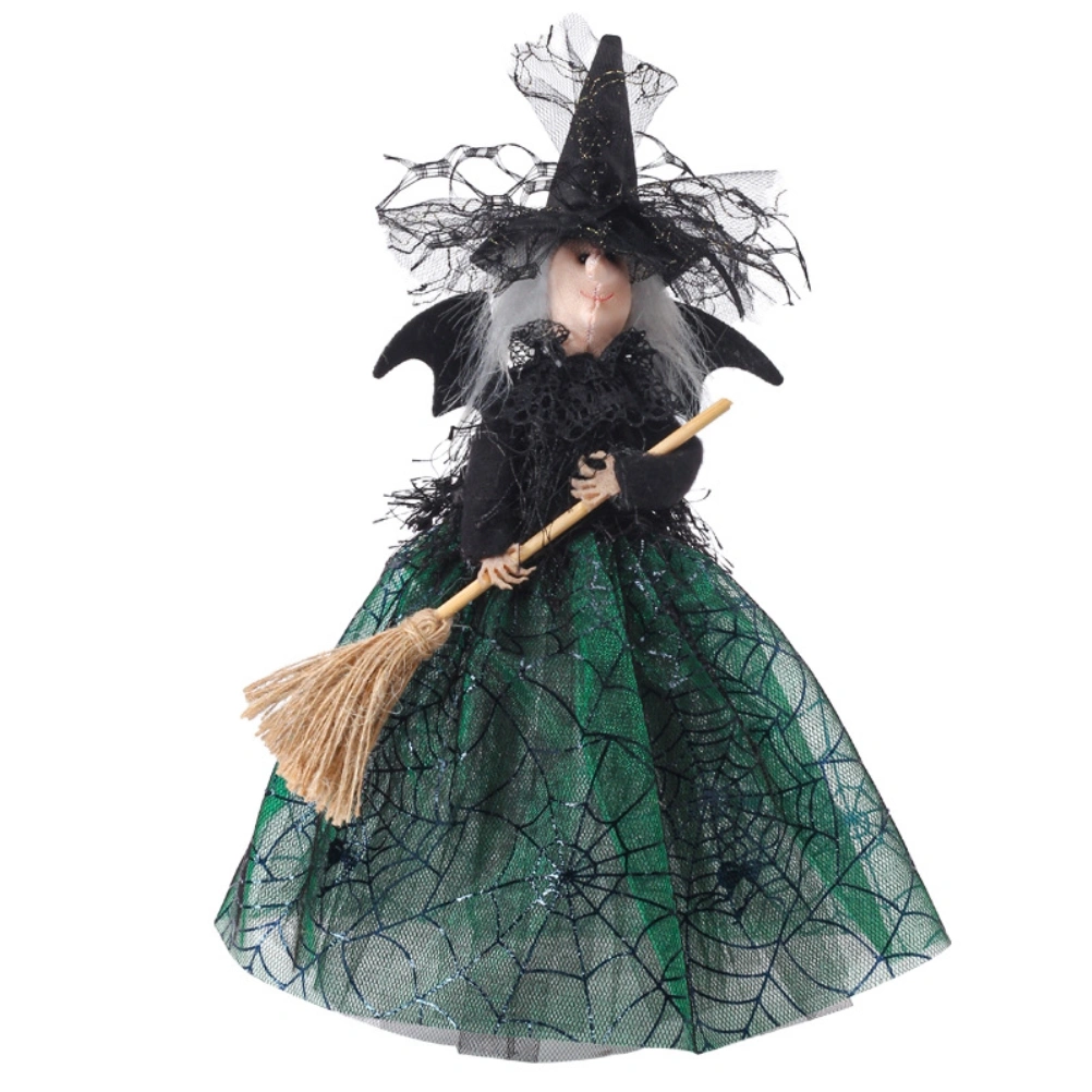 Halloween Veil Witch with Spider Web Skirt Doll Halloween Desktop Ornament Party Decor Haunted House Props