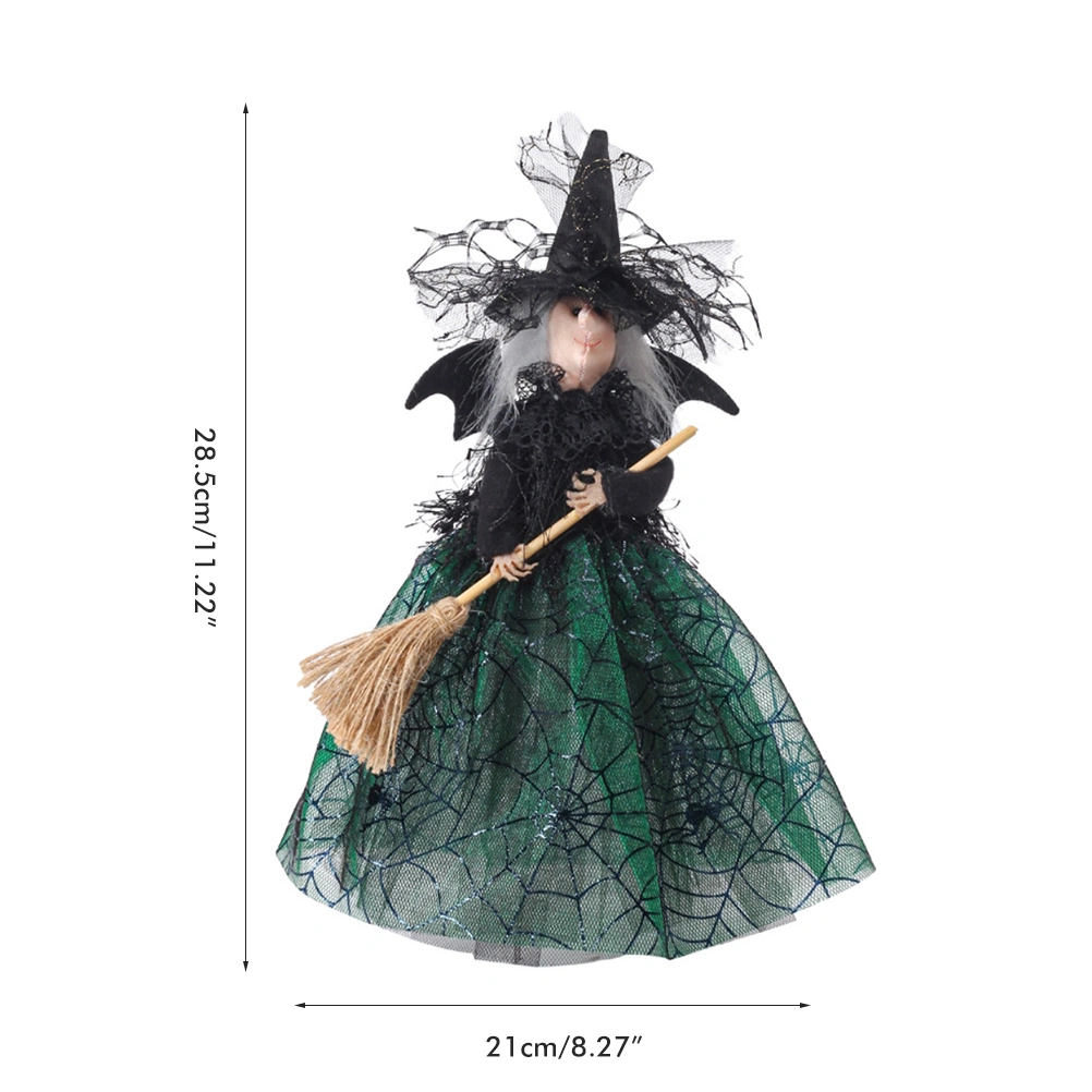 Halloween Veil Witch with Spider Web Skirt Doll Halloween Desktop Ornament Party Decor Haunted House Props