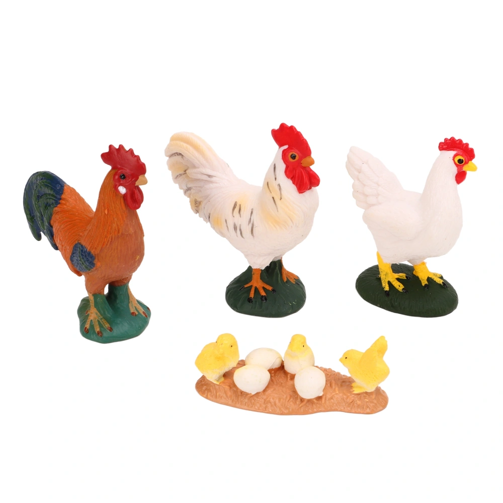 4Pcs Farm Chicken Animal Toys Statue Simulated Realistic Chick Rooster Hen Model Figurines