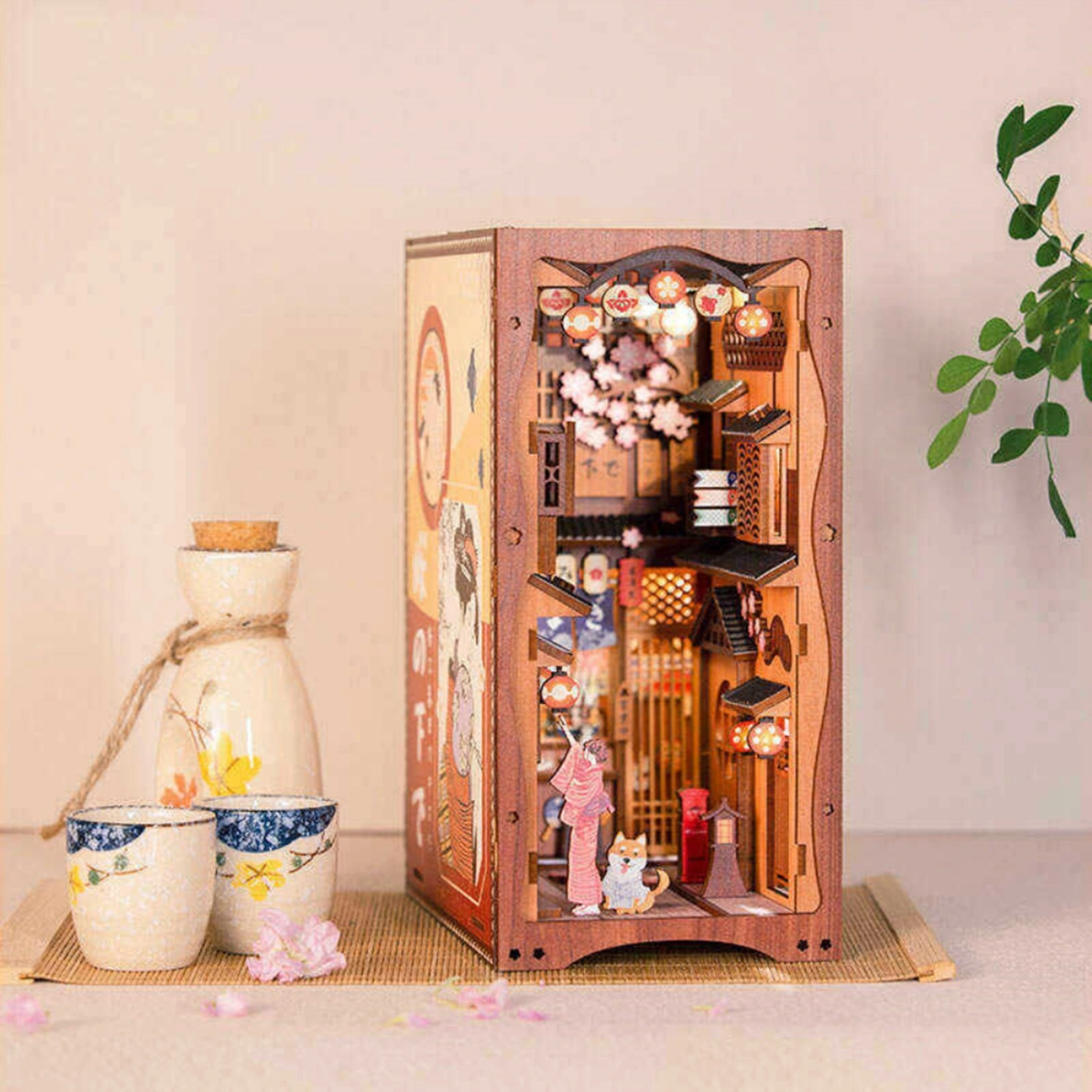 DIY Book Nook Kit 3D Wooden Book Model Puzzle Building Kit Bookshelf Insert Decor Home Table Ornament