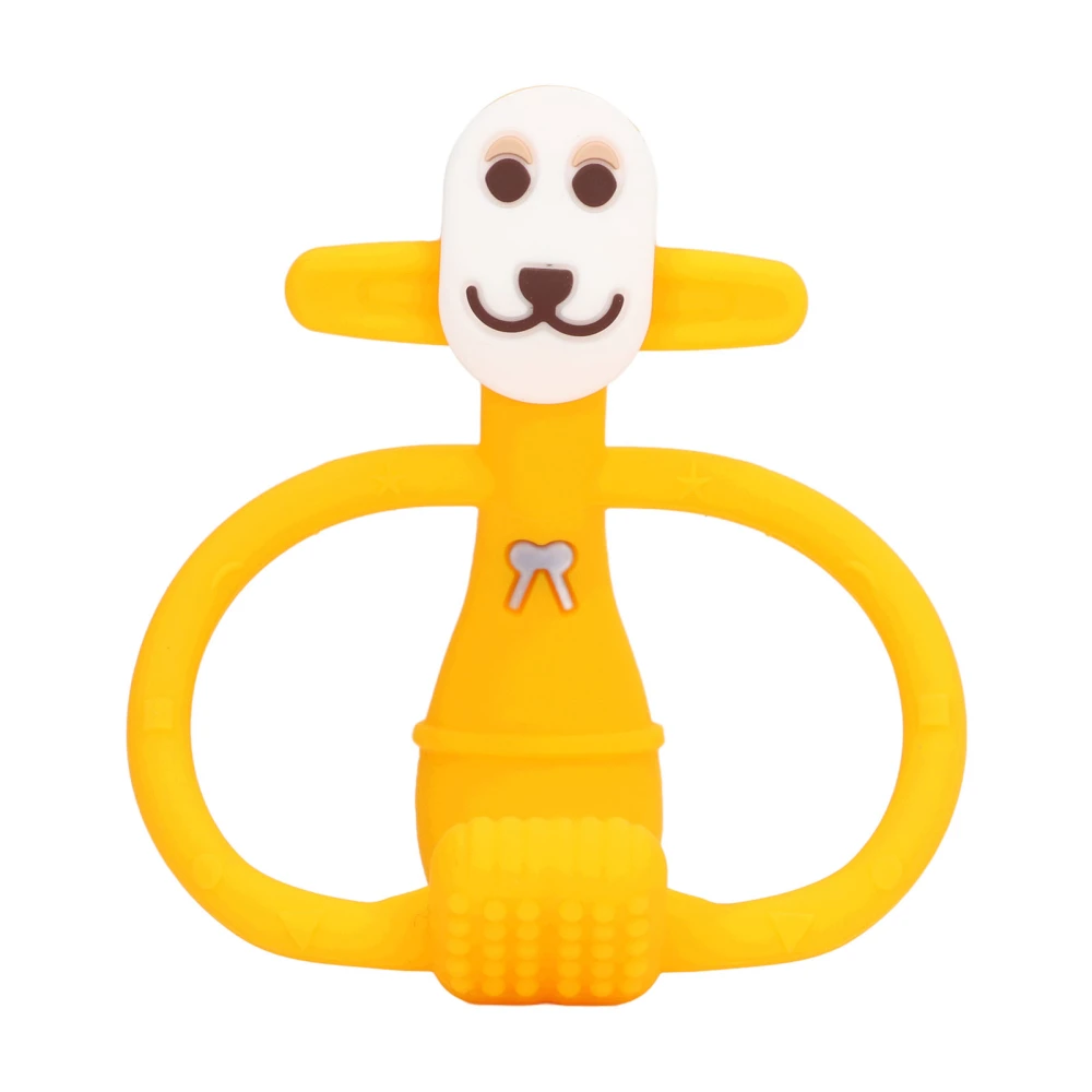 Baby Teething Toy Chewing Teether Monkey Shape Food Grade Silicone Set Kit for Infant Yellow