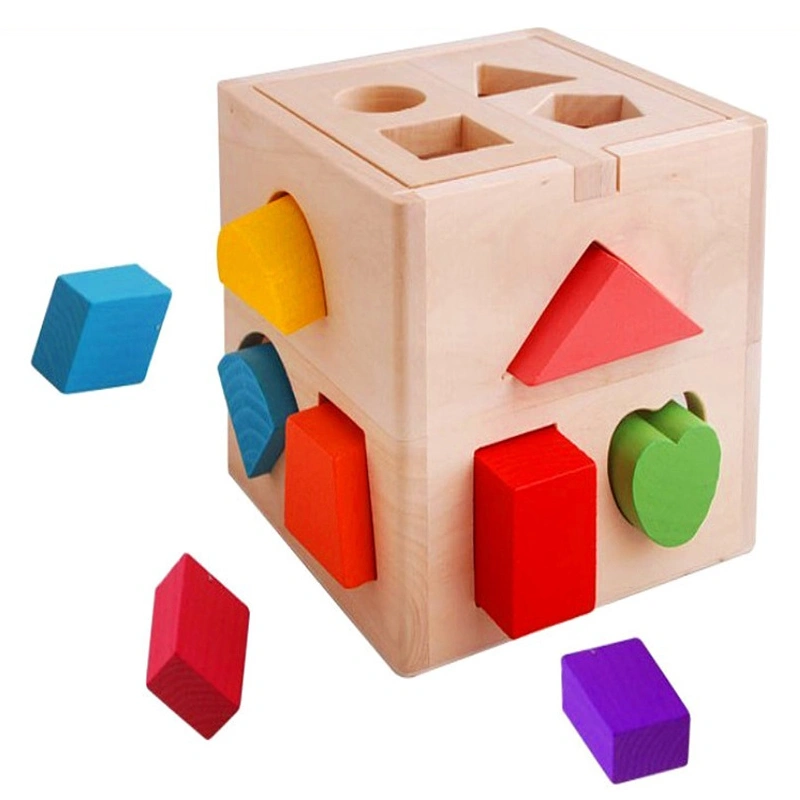 Building Block Wooden Shape Sorting Matching Toy Education Learning Tools for Kids Children 13 Holes